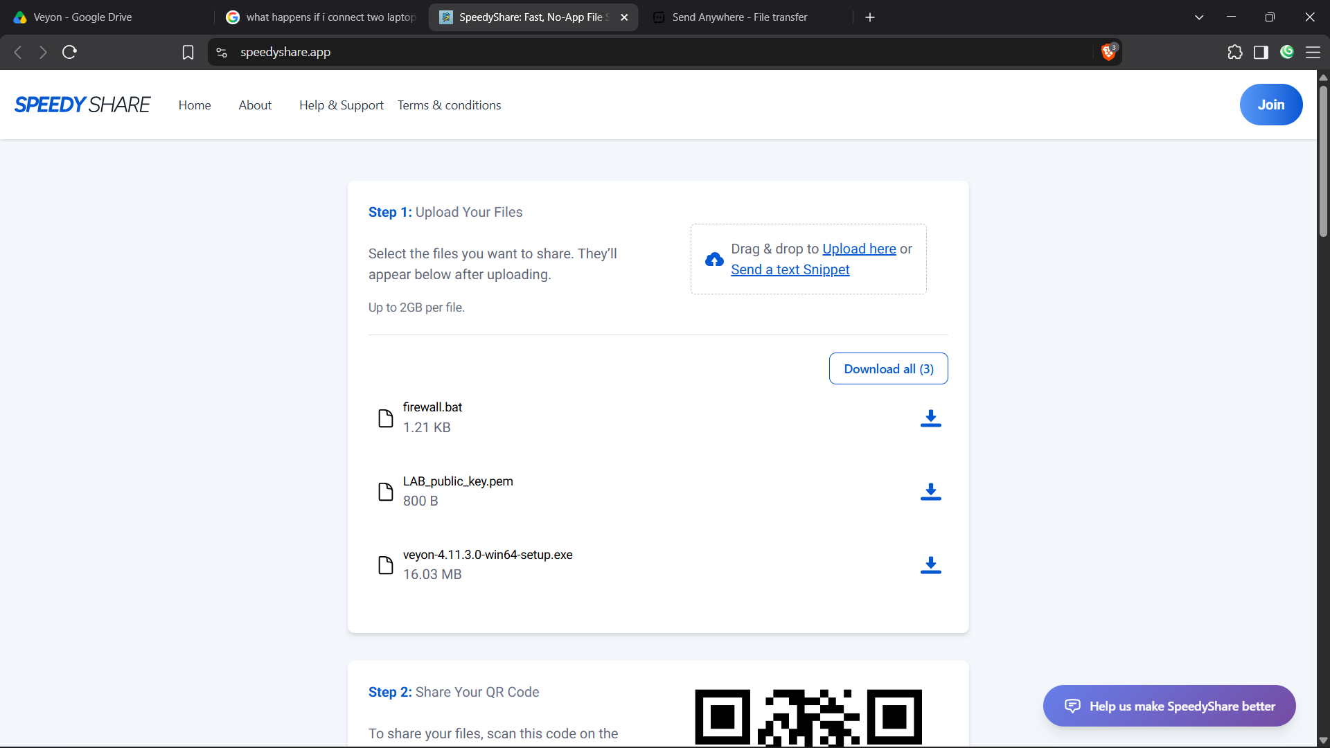 Langkah 8: Upload Deployment Package to SpeedyShare (Browser P2P)